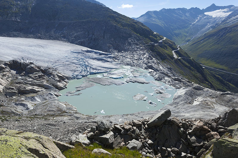 Rhonegletscher, new glacier lake, glacier recession