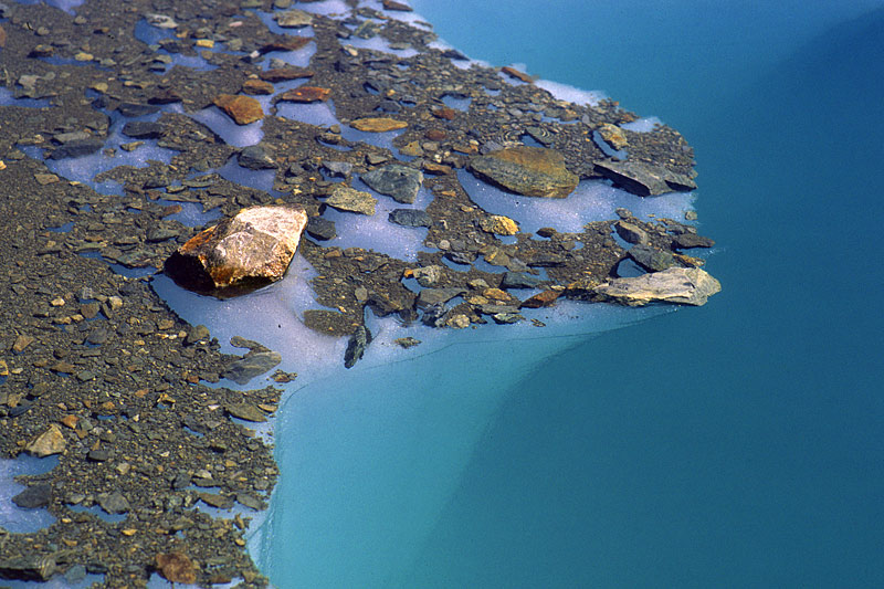 Meltwater lake on medial moraine